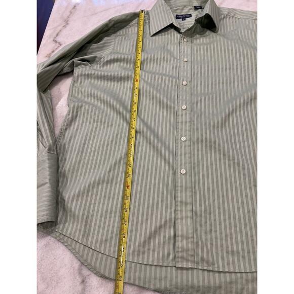 Sean John Shirt XL Mens Button Down Mint Green Business satin Stripe Flip Cuff - Picture 5 of 6